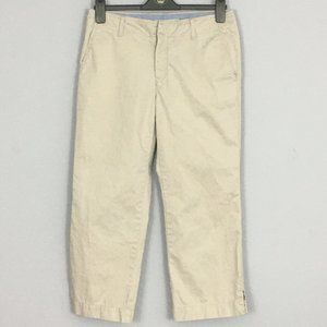 Tommy Hilfiger Womens 6 Cream Flat Front 100% Cotton Capri Ankle Pants